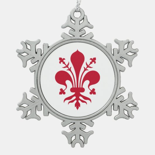 Pewter Snowflake Ornament met Florence Flag (Voorkant)