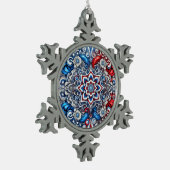 Pewter Snowflake Ornament met Franse kleuren (Links)