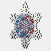 Pewter Snowflake Ornament met Franse kleuren (Rechts)