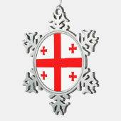 Pewter Snowflake Ornament met Georgia Flag (Rechts)