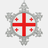 Pewter Snowflake Ornament met Georgia Flag (Voorkant)