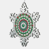 Pewter Snowflake Ornament met Italiaanse kleuren (Rechts)