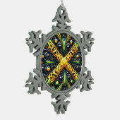 Pewter Snowflake Ornament met Jamaicaanse kleuren (Links)