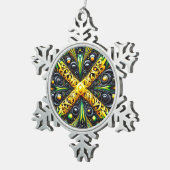 Pewter Snowflake Ornament met Jamaicaanse kleuren (Rechts)
