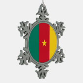 Pewter Snowflake Ornament met Kameroense vlag (Links)