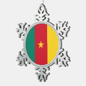Pewter Snowflake Ornament met Kameroense vlag (Rechts)