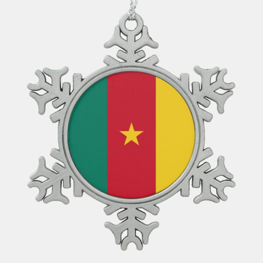 Pewter Snowflake Ornament met Kameroense vlag (Voorkant)