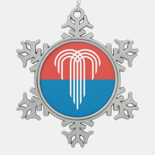 Pewter Snowflake Ornament met Kansas City Flag (Voorkant)