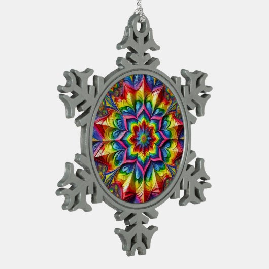 Pewter Snowflake Ornament met LGBTQ kleuren (Links)