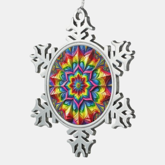 Pewter Snowflake Ornament met LGBTQ kleuren (Rechts)