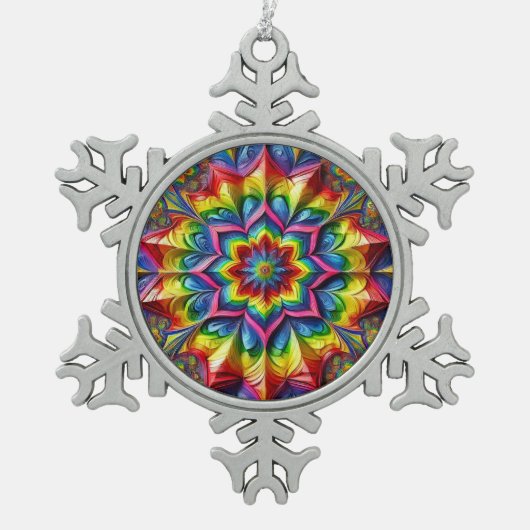 Pewter Snowflake Ornament met LGBTQ kleuren (Voorkant)