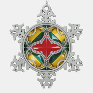 Pewter Snowflake Ornament met Los Angeles kleuren