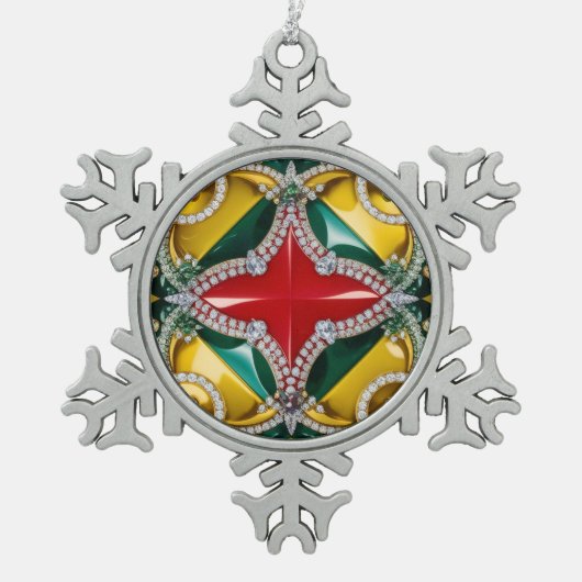 Pewter Snowflake Ornament met Los Angeles kleuren (Voorkant)