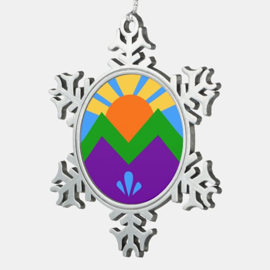 Pewter Snowflake Ornament met Manitou Springs (Rechts)