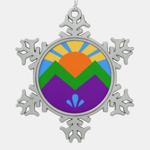 Pewter Snowflake Ornament met Manitou Springs