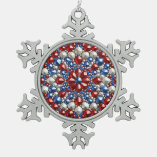 Pewter Snowflake Ornament met Nederlandse kleuren