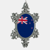 Pewter Snowflake Ornament met Nieuw-Zeelandse vlag (Links)