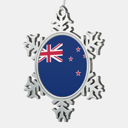Pewter Snowflake Ornament met Nieuw-Zeelandse vlag (Rechts)