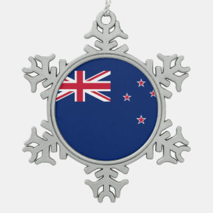 Pewter Snowflake Ornament met Nieuw-Zeelandse vlag