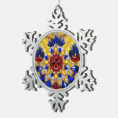 Pewter Snowflake Ornament met Roemeense kleuren (Rechts)