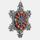 Pewter Snowflake Ornament met Roemeense kleuren (Links)