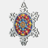 Pewter Snowflake Ornament met Roemeense kleuren (Rechts)