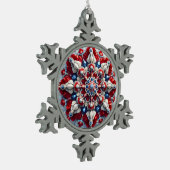 Pewter Snowflake Ornament met Roemeense kleuren (Links)