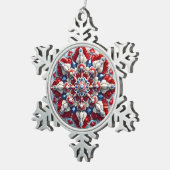Pewter Snowflake Ornament met Roemeense kleuren (Rechts)
