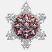 Pewter Snowflake Ornament met Roemeense kleuren (Voorkant)