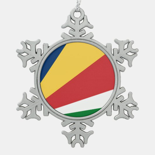 Pewter Snowflake Ornament met Seychellen kleuren (Voorkant)