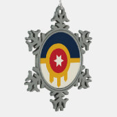 Pewter Snowflake Ornament met Tulsa City Flag (Links)