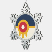 Pewter Snowflake Ornament met Tulsa City Flag (Rechts)