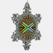 Pewter Snowflake Ornament met Zuid-Afrika Kleuren (Links)