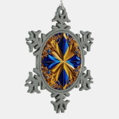 Pewter Snowflake Ornament met Zweden Kleuren (Links)