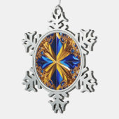 Pewter Snowflake Ornament met Zweden Kleuren (Rechts)