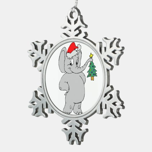 Pewter Snowflake Ornament/Santa Elephant Tin Sneeuwvlok Ornament (Rechts)