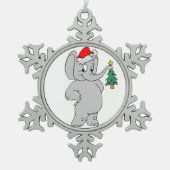 Pewter Snowflake Ornament/Santa Elephant Tin Sneeuwvlok Ornament (Voorkant)
