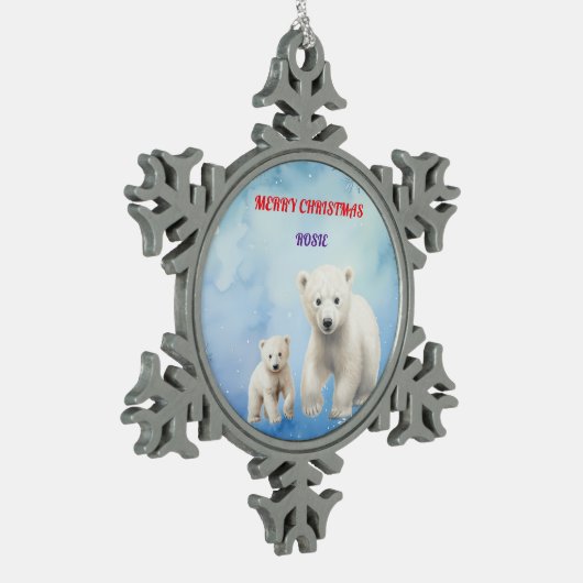 PEWTER SNOWFLAKE ORNAMENT VAN HET POOLSE BEER (Links)