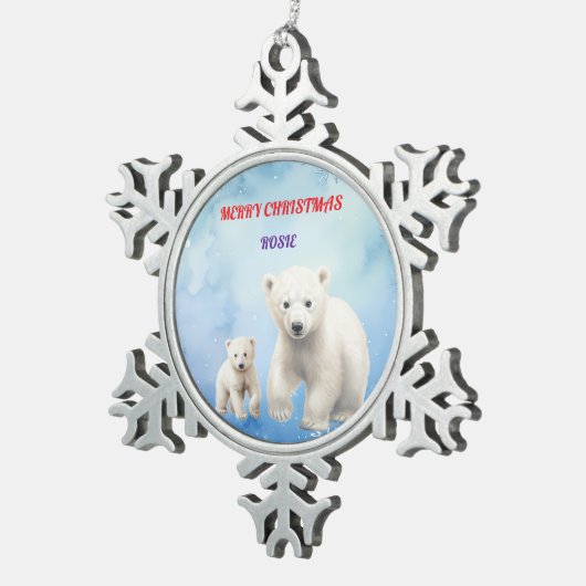 PEWTER SNOWFLAKE ORNAMENT VAN HET POOLSE BEER (Rechts)