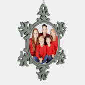 Pewter Snowflake Ornament, Voeg uw foto toe Tin Sneeuwvlok Ornament (Links)