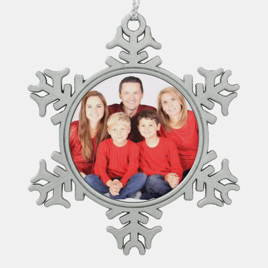 Pewter Snowflake Ornament, Voeg uw foto toe Tin Sneeuwvlok Ornament (Voorkant)