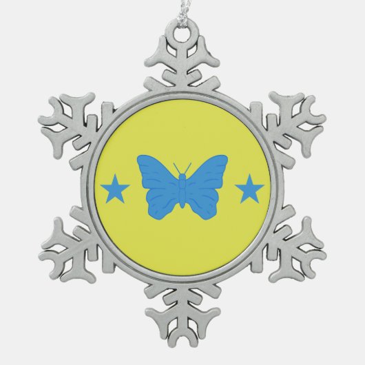 Pewter Snowflake Ornament with Bady Bassit Flag (Voorkant)