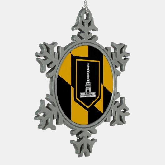 Pewter Snowflake Ornament with Baltimore Flag (Links)