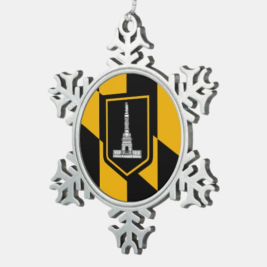 Pewter Snowflake Ornament with Baltimore Flag (Rechts)