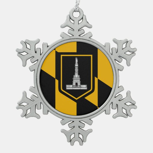 Pewter Snowflake Ornament with Baltimore Flag (Voorkant)
