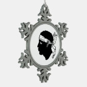 Pewter Snowflake Ornament with Corsica Flag (Links)