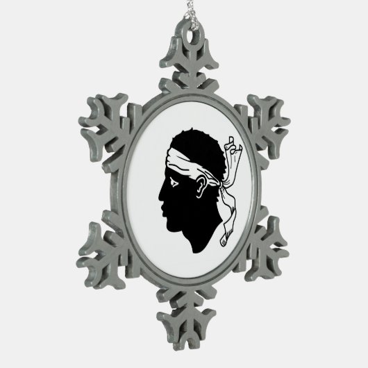 Pewter Snowflake Ornament with Corsica Flag (Links)