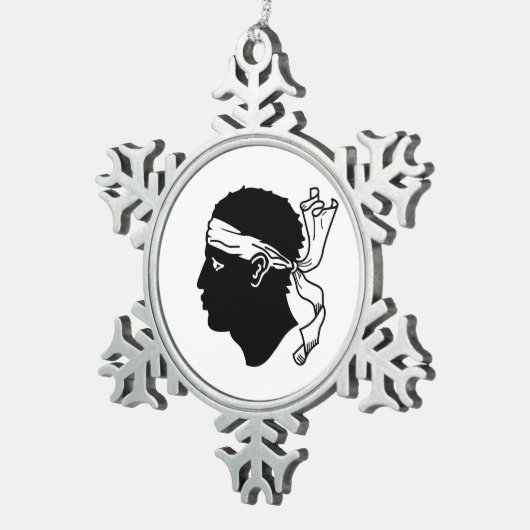 Pewter Snowflake Ornament with Corsica Flag (Rechts)
