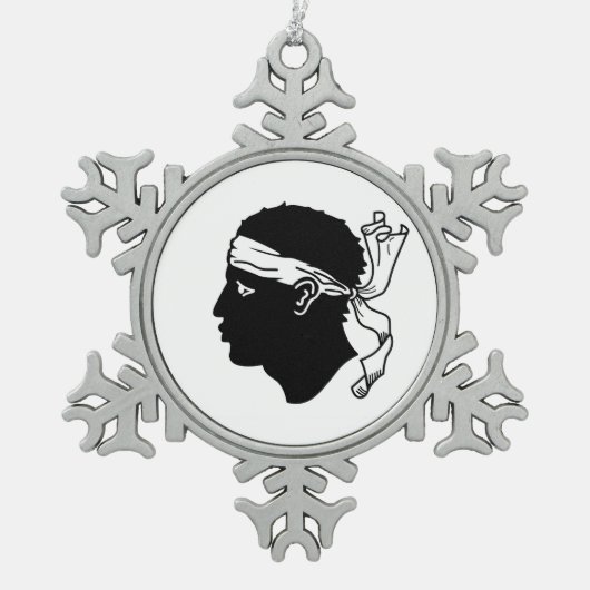 Pewter Snowflake Ornament with Corsica Flag (Voorkant)
