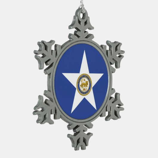 Pewter Snowflake Ornament with Houston Flag (Links)